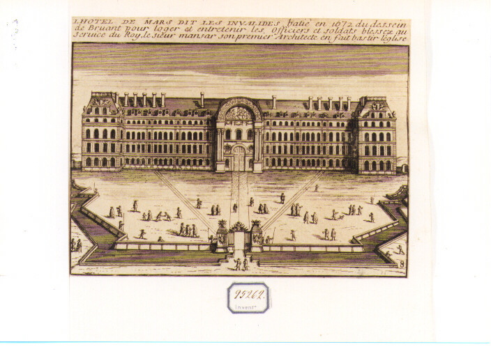 veduta dell'hotel Des Invalides (stampa) di De La Boissière Gilles Jodelet (ultimo quarto sec. XVII)