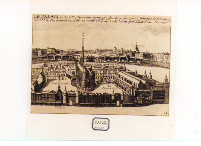 veduta della Sainte Chapelle a Parigi (stampa) di De La Boissière Gilles Jodelet (ultimo quarto sec. XVII)