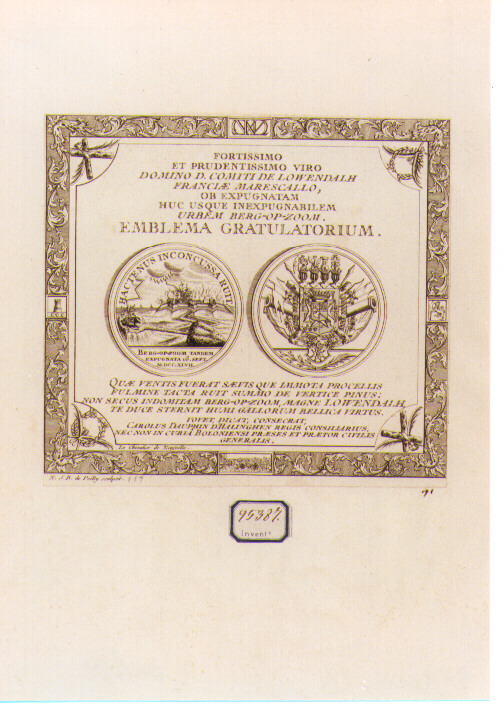 due medaglie commemorative (stampa) di De Poilly Jean Baptiste Nicolas (sec. XVIII)