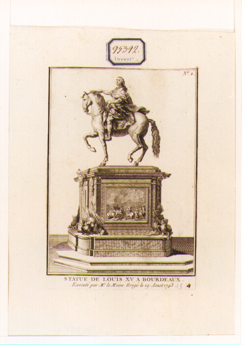 statua equestre di Luigi XV a Bordeaux (stampa) di Lemoyne Jean Louis (sec. XVIII)