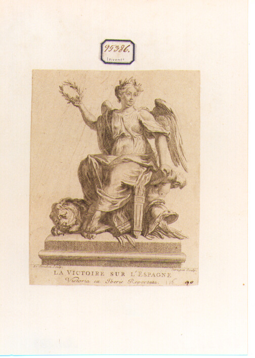 Allegoria della vittoria della Francia sulla Spagna (stampa) di Surugue Louis, Girardon François (sec. XVIII)