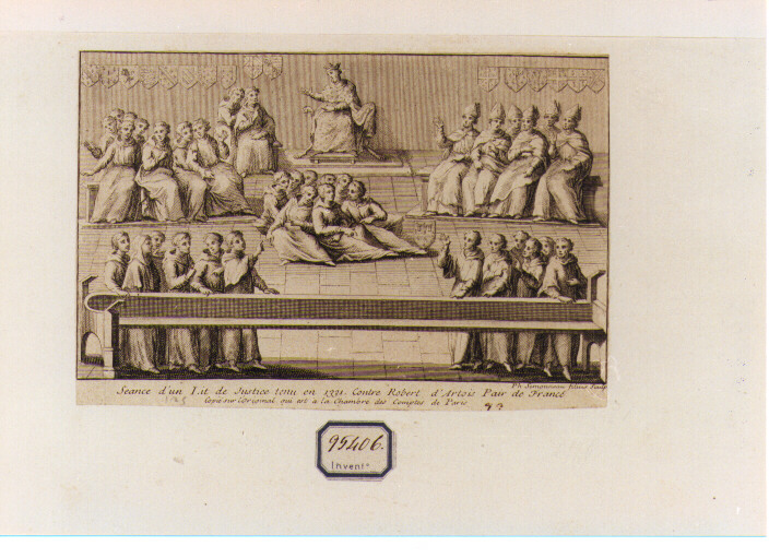 processo contro Robert d'Artois (stampa) di Simonneau Philippe (primo quarto sec. XVIII)
