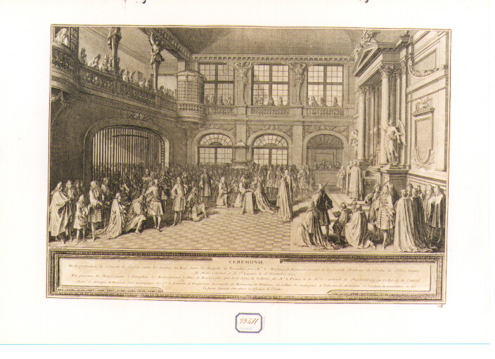 cerimonia nella cappella di Versailles (stampa) di Pezey Antoine, Le Clerc Sébastien (sec. XVII)