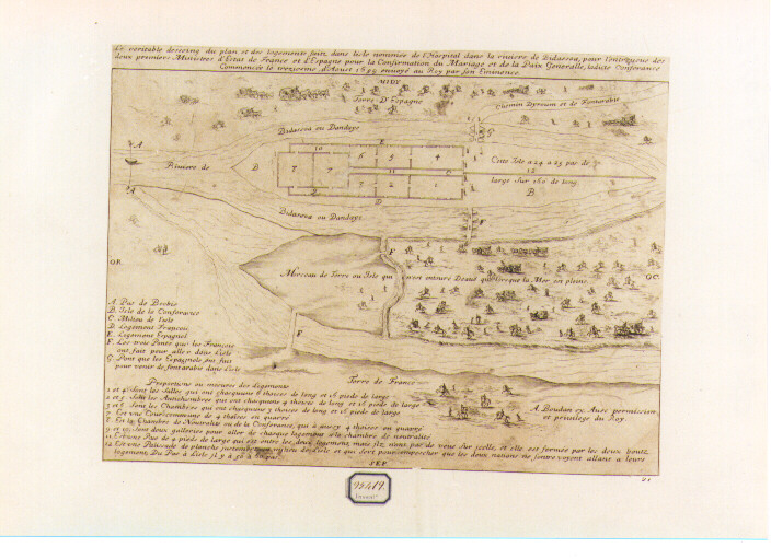 pianta dell'isola di Bidassoa (stampa) di Boudan Alexandre (CERCHIA) (sec. XVII)