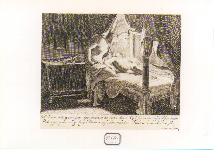 Psiche spia Cupido dormiente (stampa) di Mellan Claude, Vouet Simon (maniera) (sec. XVII)