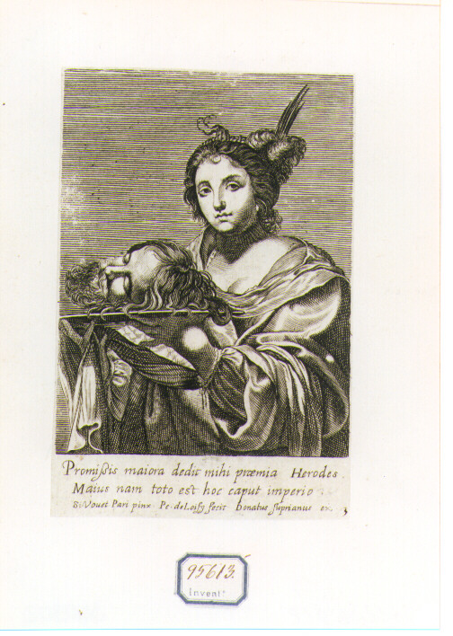 Salome con la testa di San Giovanni Battista sul piatto (stampa) di Vouet Simon (sec. XVII)