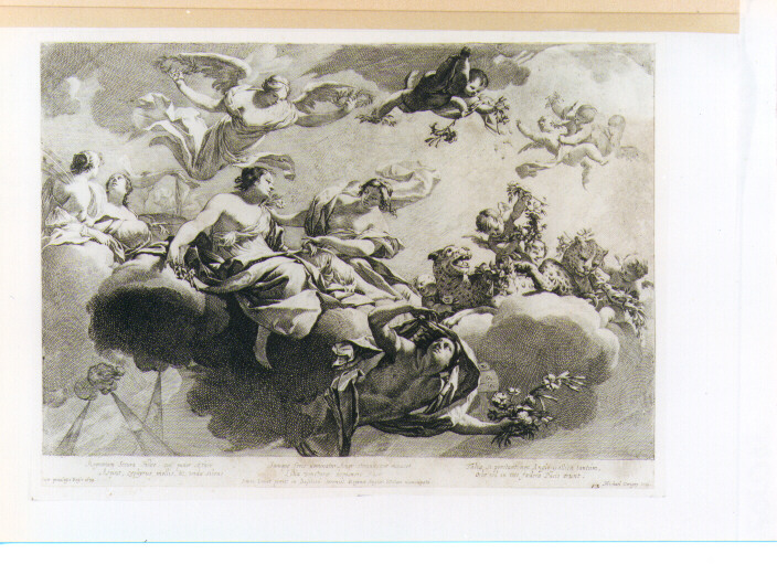 Allegoria della Pace tra Francia e Inghilterra (stampa) di Vouet Simon, Dorigny Michel (sec. XVII)