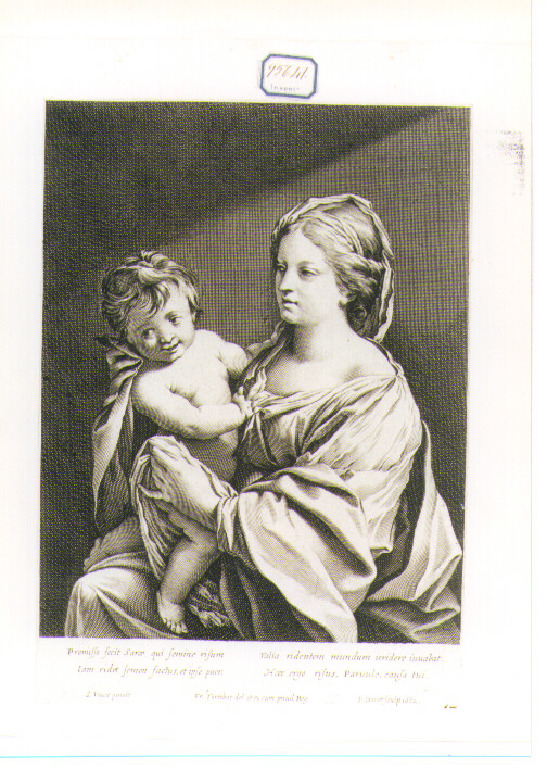 Madonna con Bambino (stampa) di Tortebat François, Daret Pierre, Vouet Simon (sec. XVII)