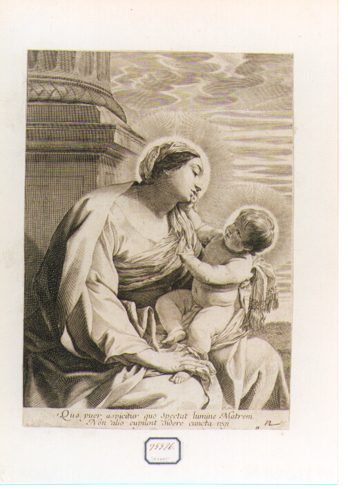 Madonna con Bambino (stampa) di Vouet Simon, Mellan Claude (maniera) (sec. XVII)