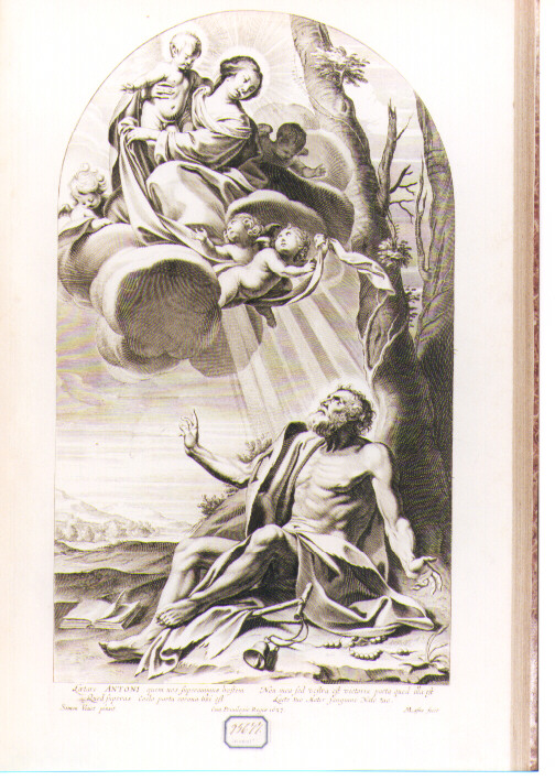 apparizione della Madonna con Bambino a Sant'Antonio Abate (stampa) di Vouet Simon, Lasne Michel (sec. XVII)