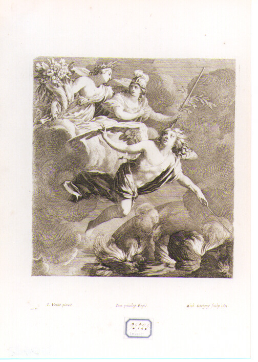 Amore sconfigge il Caos (stampa) di Dorigny Michel, Vouet Simon (sec. XVII)