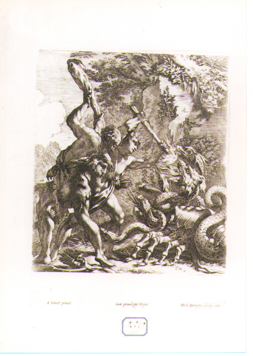 Ercole e l'idra di Lerna (stampa) di Dorigny Michel, Vouet Simon (sec. XVII)