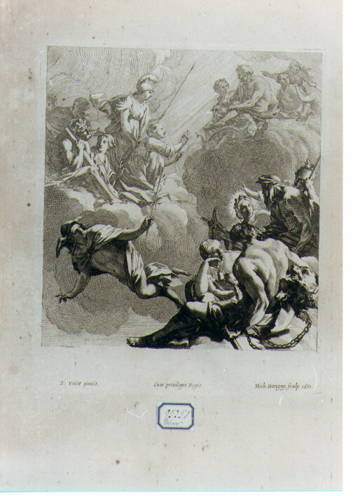 Minerva presenta Iride a Giove al cospetto degli Dei (stampa) di Dorigny Michel, Vouet Simon (sec. XVII)
