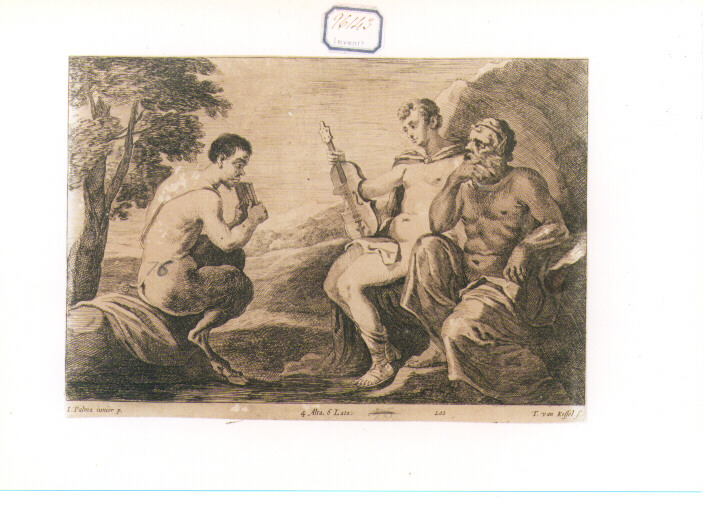 Apollo e Marsia (stampa) di Negretti Jacopo detto Jacopo Palma il Giovane, Van Kessel Theodor (seconda metà sec. XVII)