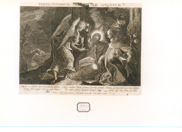 visione di Sant'Antonio da Padova (stampa) di Piazza Paolo, Sadeler Raphael II (sec. XVII)