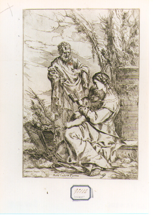 riposo nella fuga in Egitto (stampa) di Carpioni Giulio (sec. XVII)
