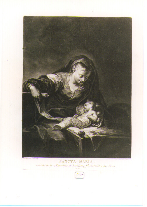 Madonna con Bambino (stampa) di Haid Johann Gottfied (sec. XVIII)