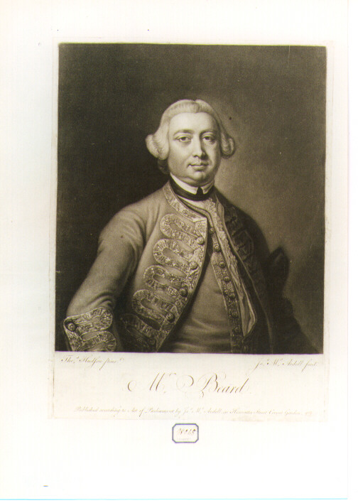 ritratto d'uomo (stampa) di Mcardell James, Hudson Thomas (sec. XVIII)