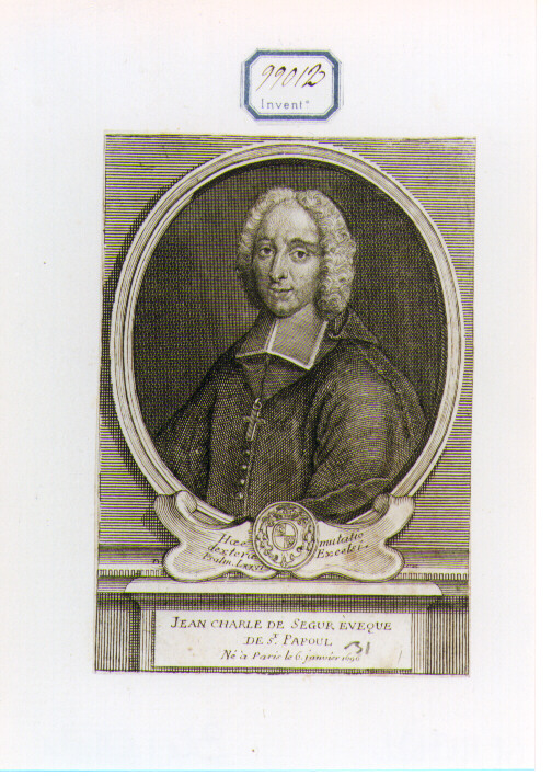 ritratto di Jean Charle De Segur Vescovo di St. Papoul (stampa) - ambito francese (sec. XVIII)