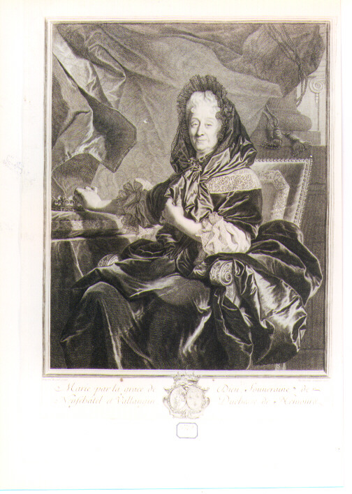 ritratto di donna (stampa) di Drevet Pierre, Rigaud Hyacinthe (sec. XVIII)