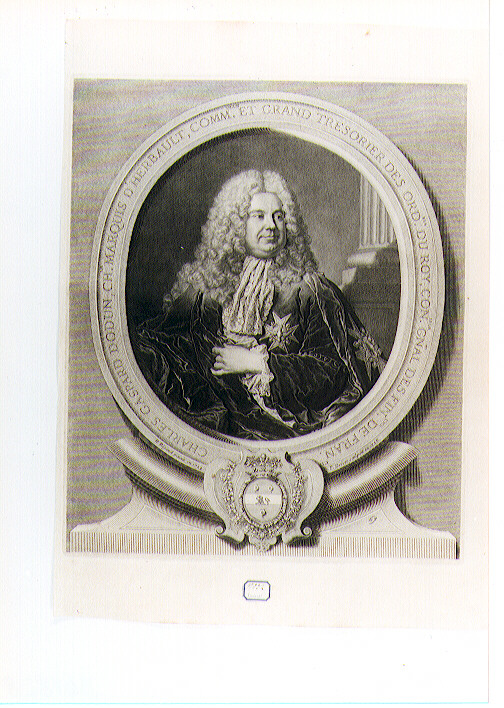 ritratto d'uomo (stampa) di Drevet Pierre, Rigaud Hyacinthe (sec. XVIII)