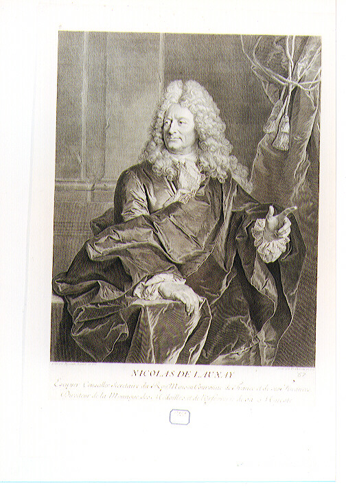 ritratto d'uomo (stampa) di Chereau Francois I, Rigaud Hyacinthe (sec. XVIII)