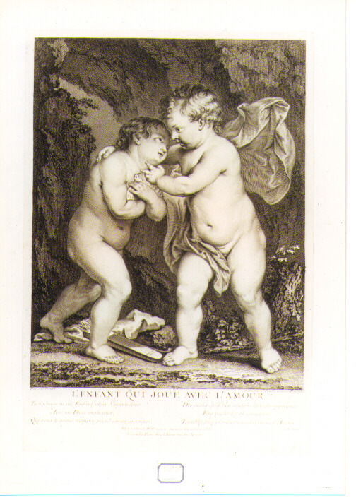 bambino che gioca con Cupido (stampa) di Van Dyck Anton, Daullé Jean (sec. XVIII)