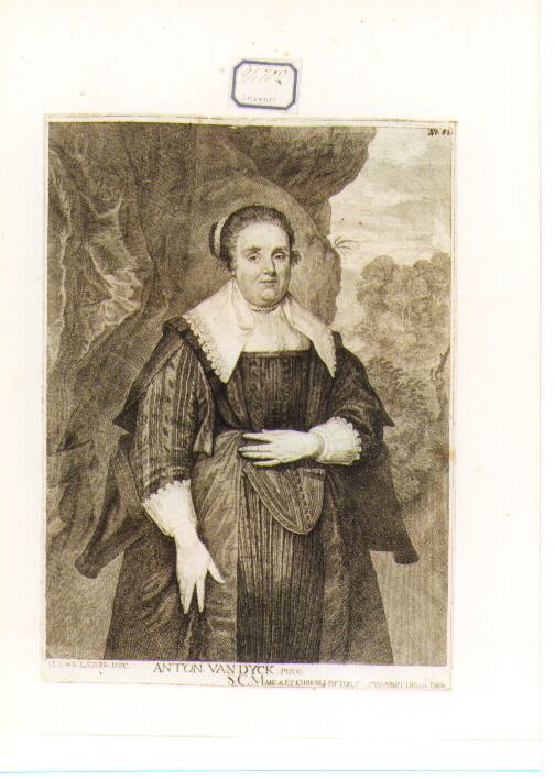 ritratto femminile a figura intera (stampa) di Van Stampart Frans, Van Dyck Anton (sec. XVIII)