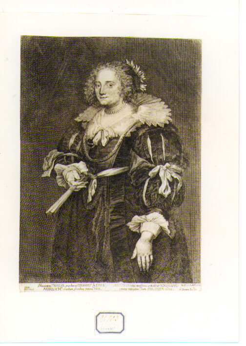ritratto femminile a figura intera (stampa) di Auerbach Johann Gottfried, Von Prenner Anton Joseph, Van Dyck Anton (sec. XVIII)