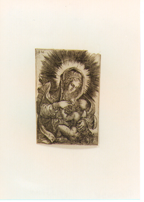 Madonna del latte (stampa) di Scultori Giovanni Battista detto Giovanni Battista Mantovano (sec. XVI)