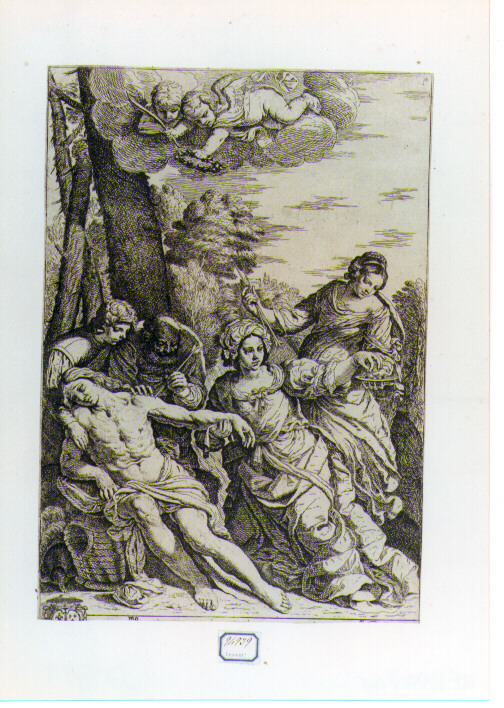 San Sebastiano curato dalle pie donne (stampa) di Lana Ludovico (sec. XVII)