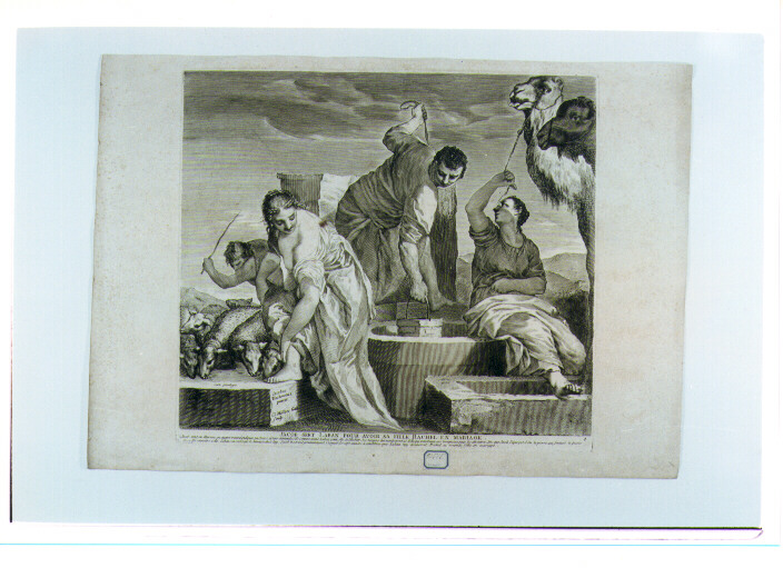 Giacobbe e Rachele al pozzo (stampa) di Mellan Claude, Robusti Jacopo detto Tintoretto (sec. XVII)