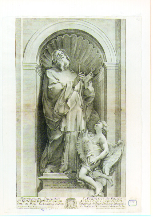 San Francesco di Paola (stampa) di Del Maino Giovanni Battista, Scaramuccia Domenico Antonio, Frezza Giovanni Gerolamo (sec. XVIII)