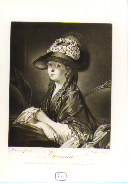 ritratto femminile a mezza figura (stampa) di Watson James (sec. XVIII)