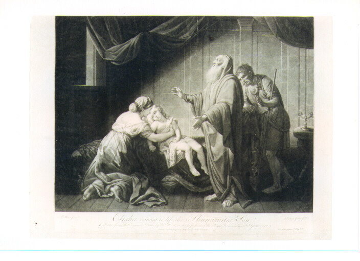 Eliseo resuscita il figlio della Sunamita (stampa) di West Benjamin, Green Valentine (sec. XVIII)