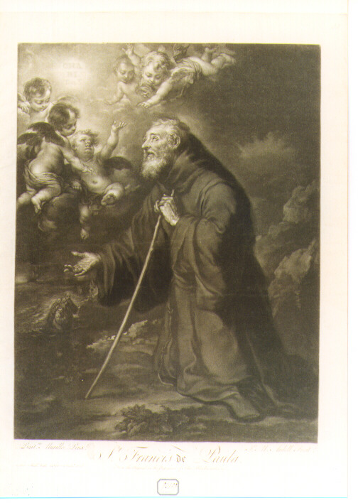San Francesco di Paola (stampa) di Murillo Bartolomé Esteban (metà sec. XVIII)