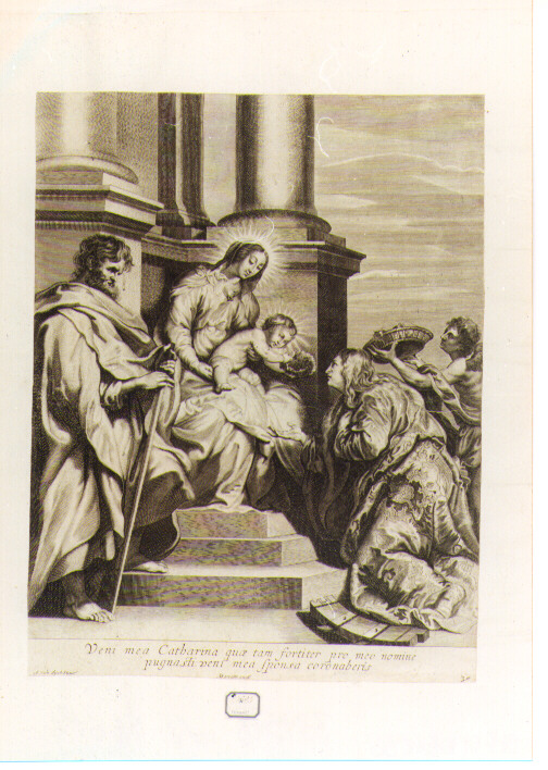matrimonio mistico di Santa Caterina d'Alessandria (stampa) di Van Dyck Anton (CERCHIA), Mariette Pierre-Jean (sec. XVIII)