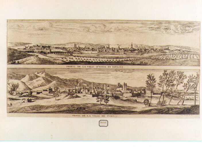 Veduta di Esiia e di Turin (stampa) di Silvestre Israel (CERCHIA) (seconda metà sec. XVII)
