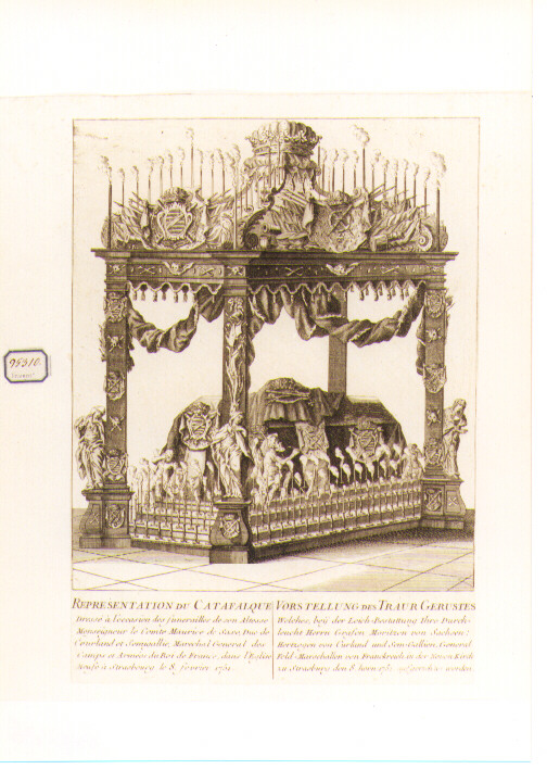 Cenotafio del Conte Maurizio di Sake (stampa) - ambito francese (sec. XVIII)