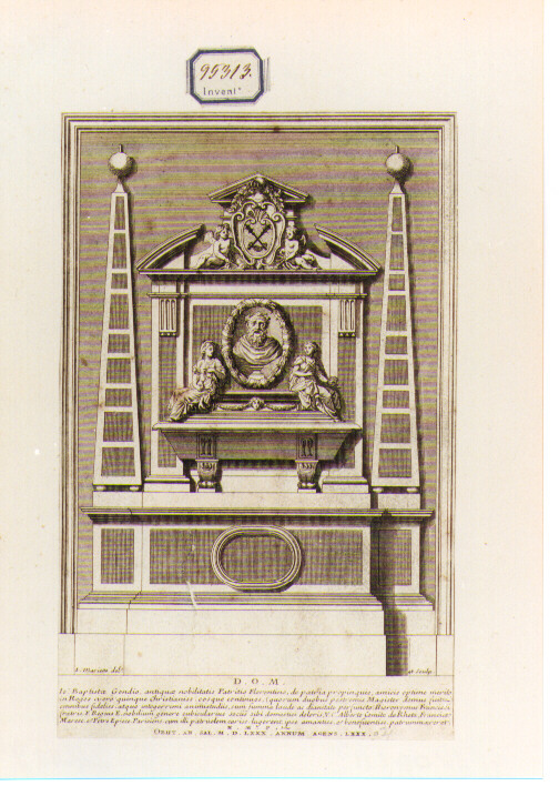Monumento sepolcrale di Giovan Battista De Gondi (stampa) di Mariette Pierre-Jean (sec. XVIII)