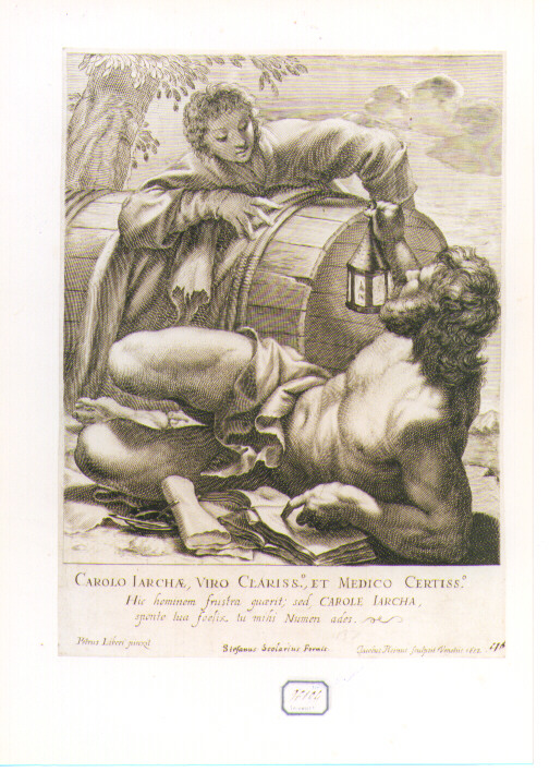 Diogene trova l'uomo onesto (stampa) di Liberi Pietro detto Libertino, Piccini Giacomo (sec. XVII)