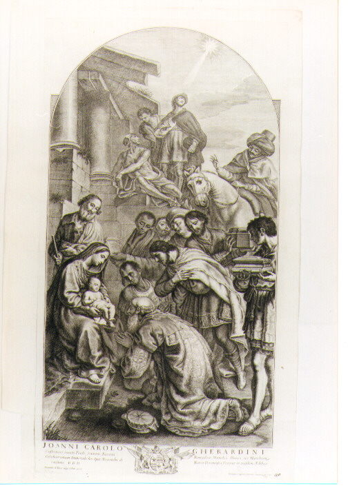 adorazione dei Re Magi (stampa) di Turchi Alessandro, Cagnoni Domenico (sec. XVIII)
