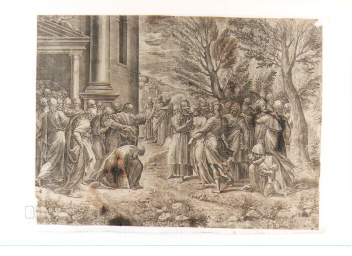 Cristo e l'adultera (stampa) di Oselli Gaspare, Angolo Marco detto Torbido del Moro (sec. XVI)