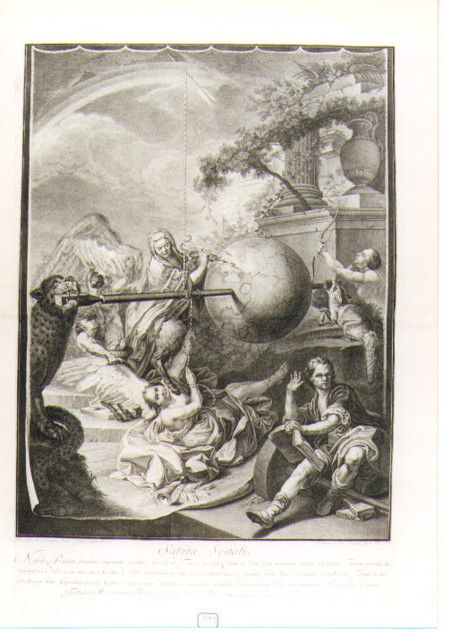 scena allegorica (stampa) di Boscaratti Felice, Dall'Acqua Cristoforo, Buffetti Giuseppe (sec. XVIII)