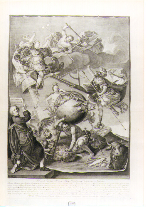 scena allegorica (stampa) di Boscaratti Felice, Buffetti Giuseppe, Dall'Acqua Cristoforo (sec. XVIII)
