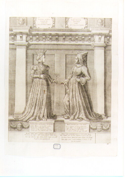 ritratto di Bianca Maria Sforza e di Maria di Borgogna (stampa) di Oselli Gaspare, Terzi Gian Francesco (sec. XVI)
