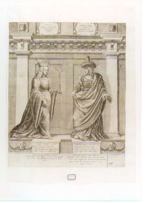Ritratto di Leonora di Lusitania e di Cimburge di Magovia (stampa) di Terzi Gian Francesco, Oselli Gaspare (sec. XVI)