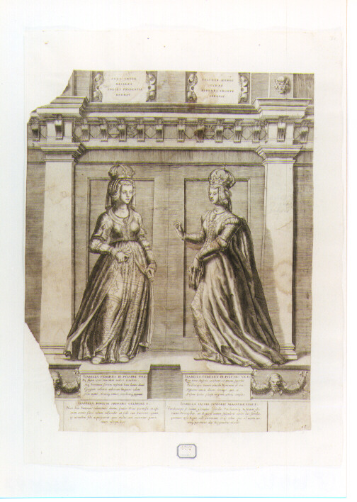 ritratto di Isabella di Geldriae e di Isabella d'Aragona (stampa) di Oselli Gaspare, Terzi Gian Francesco (sec. XVI)