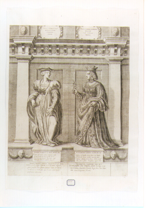 ritratto dell'arciduchessa Giovanna e dell'imperatrice Elisabetta (stampa) di Oselli Gaspare, Terzi Gian Francesco (sec. XVI)