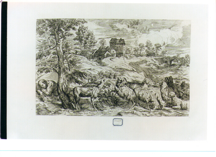 paesaggio fluviale (stampa) di Lefèvre Valentin (sec. XVII)